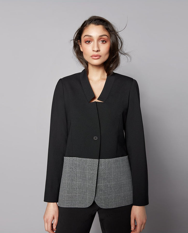 Black Wool / Grey Plaid